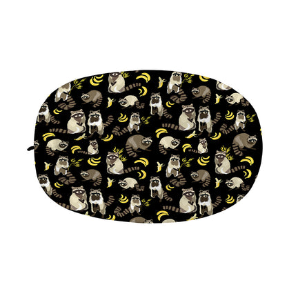 Raccoon And Banana Pattern Print Car Side Mirror Covers