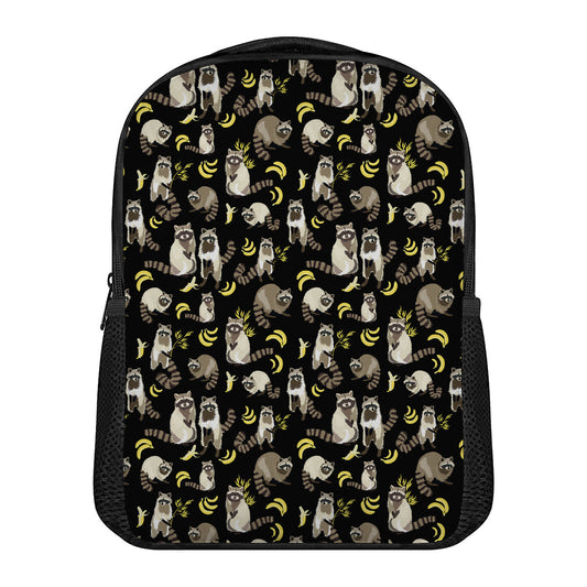 Raccoon And Banana Pattern Print Casual Backpack