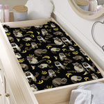 Raccoon And Banana Pattern Print Changing Pad Cover