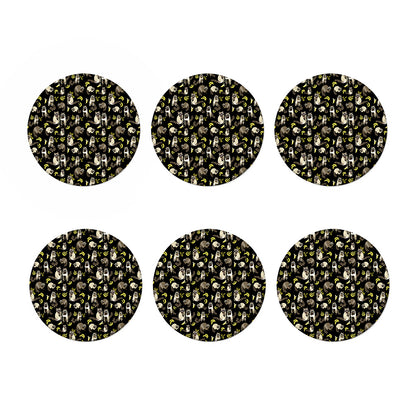 Raccoon And Banana Pattern Print Coaster Set