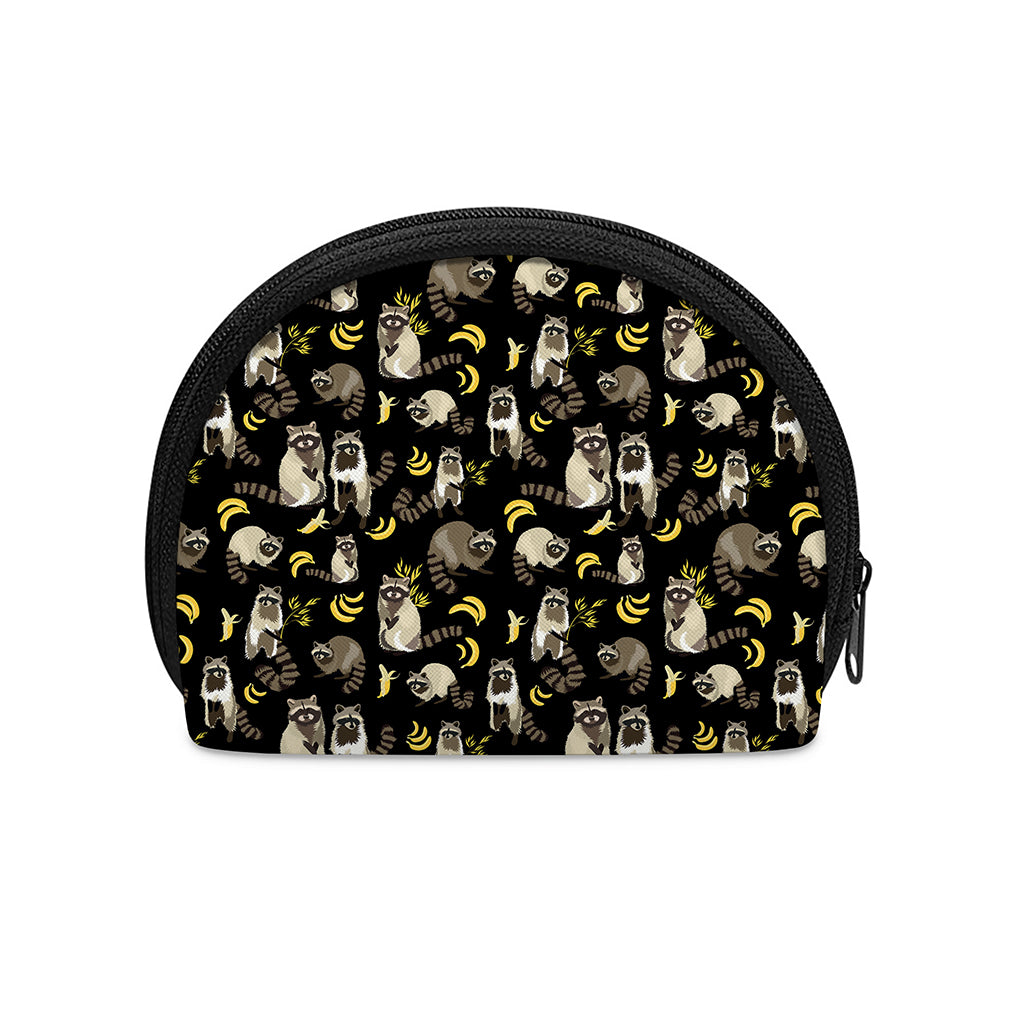 Raccoon And Banana Pattern Print Coin Purse