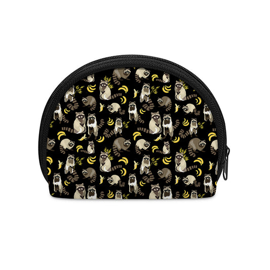 Raccoon And Banana Pattern Print Coin Purse