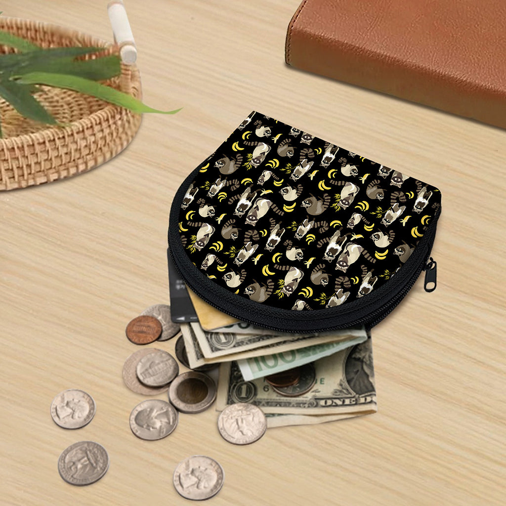 Raccoon And Banana Pattern Print Coin Purse