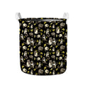 Raccoon And Banana Pattern Print Collapsible Laundry Basket