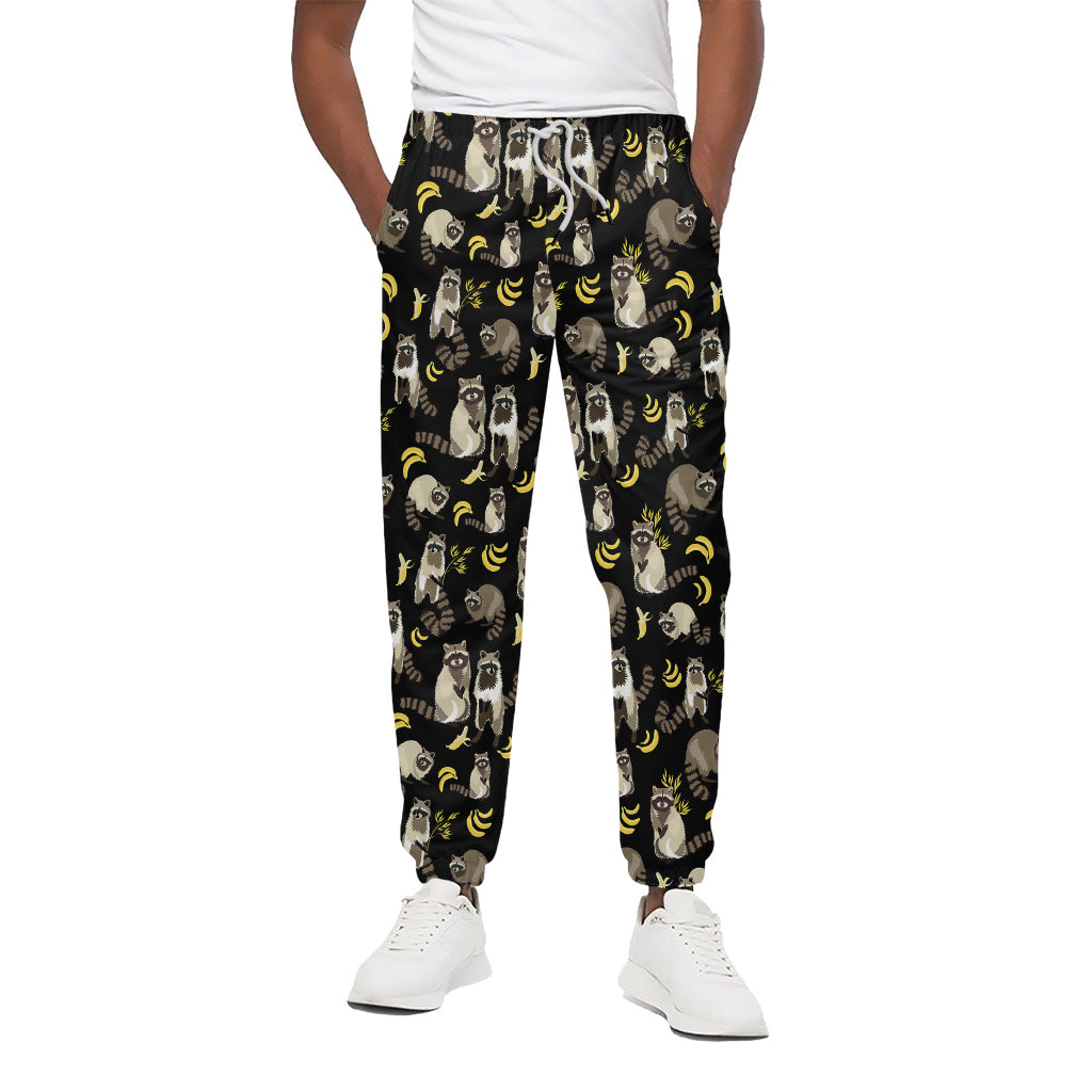 Raccoon And Banana Pattern Print Cotton Pants