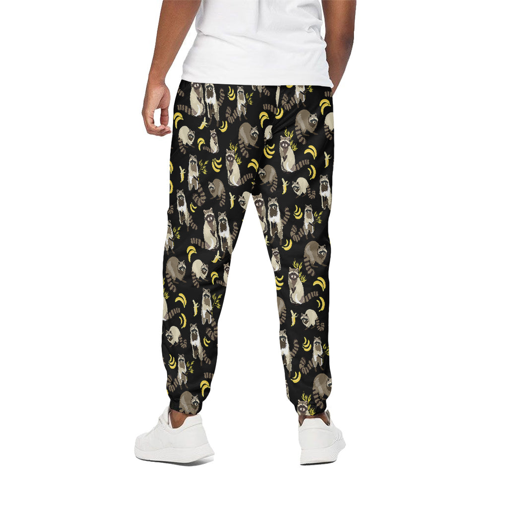 Raccoon And Banana Pattern Print Cotton Pants