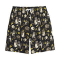 Raccoon And Banana Pattern Print Cotton Shorts