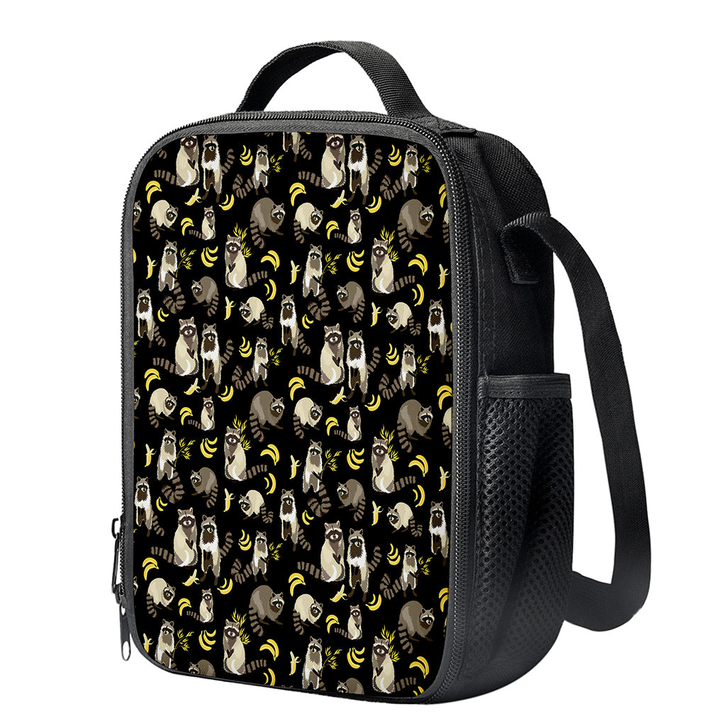Raccoon And Banana Pattern Print Crossbody Lunch Bag