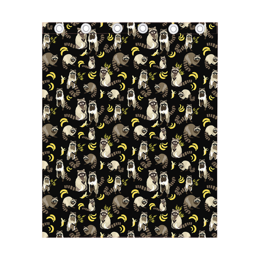 Raccoon And Banana Pattern Print Curtain