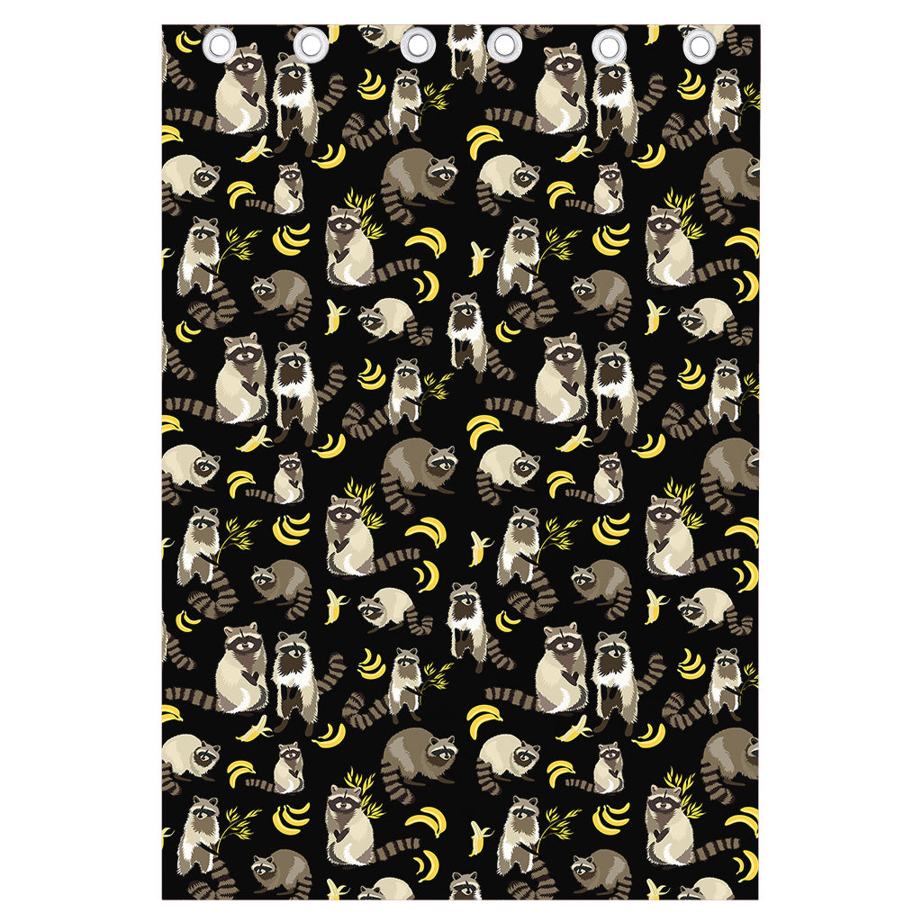 Raccoon And Banana Pattern Print Curtain