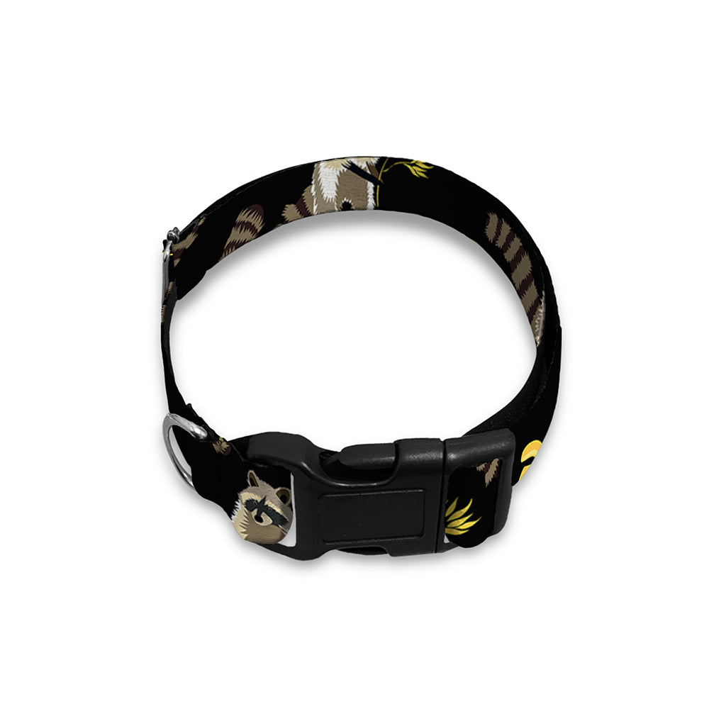 Raccoon And Banana Pattern Print Dog Collar