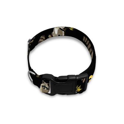 Raccoon And Banana Pattern Print Dog Collar