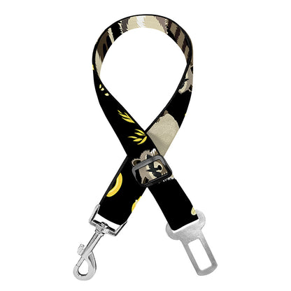 Raccoon And Banana Pattern Print Dog Seat Belt
