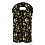 Raccoon And Banana Pattern Print Double Neoprene Wine Tote