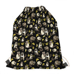 Raccoon And Banana Pattern Print Drawstring Bag