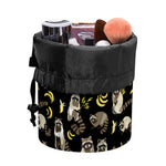 Raccoon And Banana Pattern Print Drawstring Makeup Bag