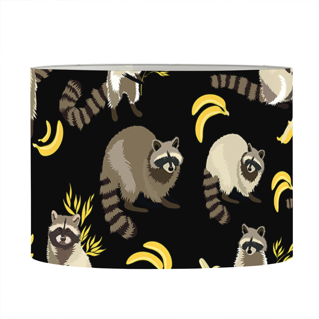 Raccoon And Banana Pattern Print Drum Lamp Shade