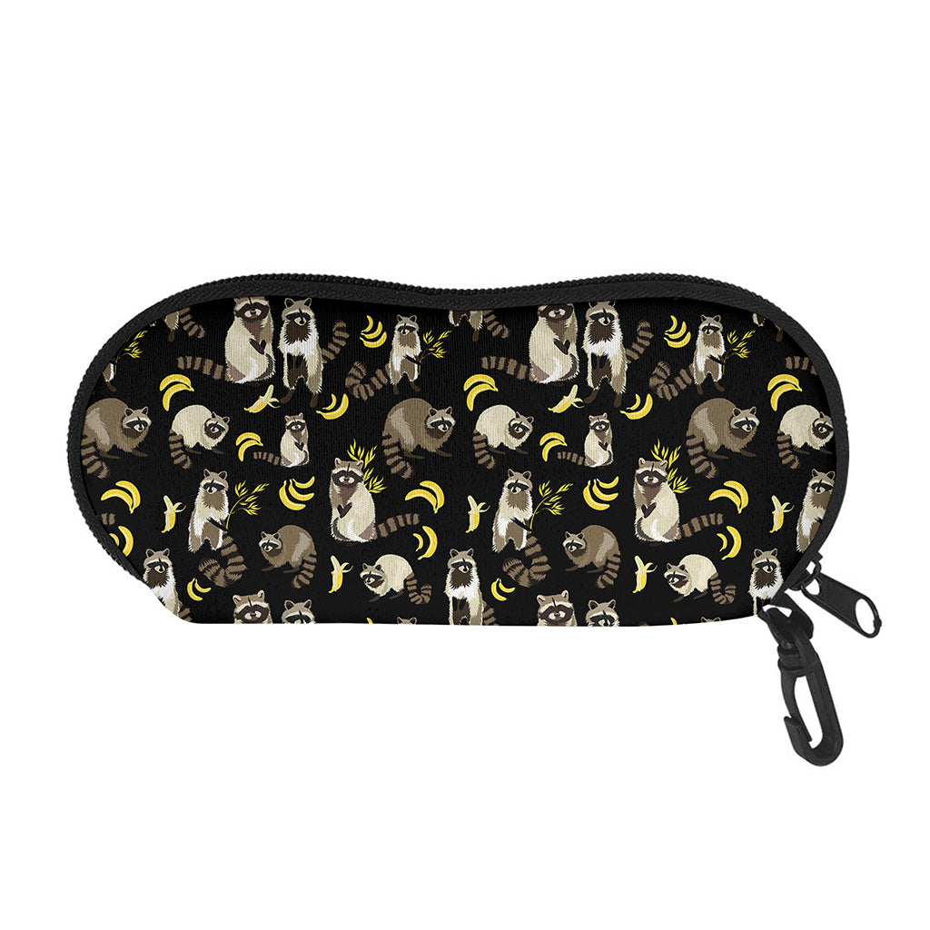 Raccoon And Banana Pattern Print Glasses Case