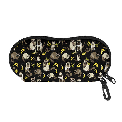 Raccoon And Banana Pattern Print Glasses Case