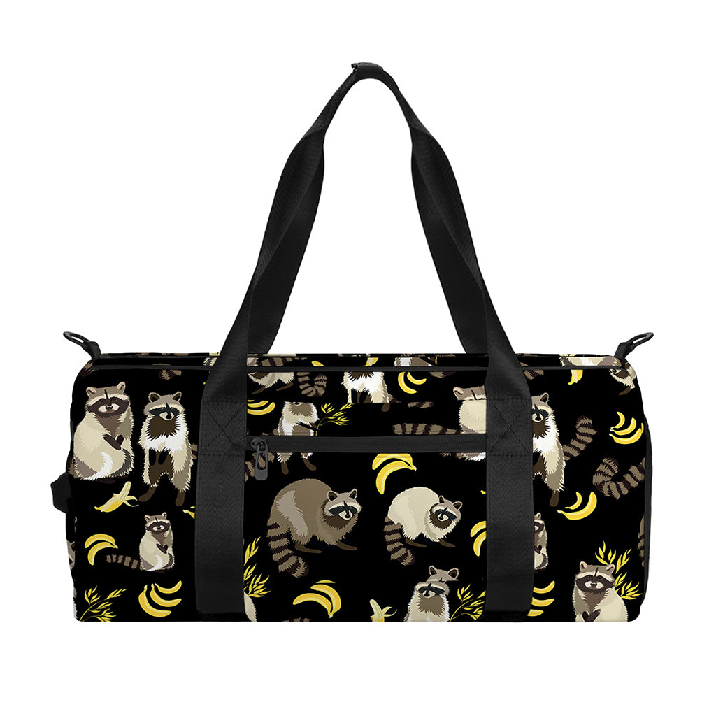 Raccoon And Banana Pattern Print Gym Bag