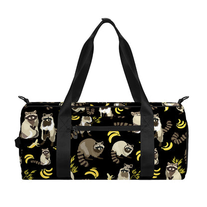 Raccoon And Banana Pattern Print Gym Bag
