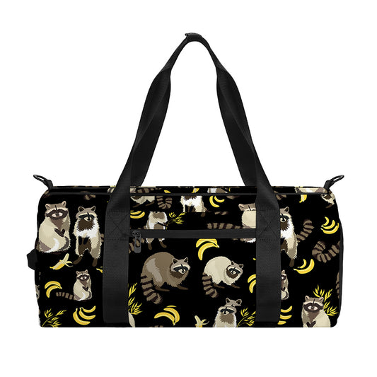 Raccoon And Banana Pattern Print Gym Bag