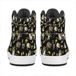 Raccoon And Banana Pattern Print High Top Leather Sneakers