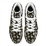 Raccoon And Banana Pattern Print High Top Leather Sneakers