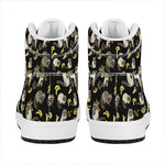 Raccoon And Banana Pattern Print High Top Leather Sneakers
