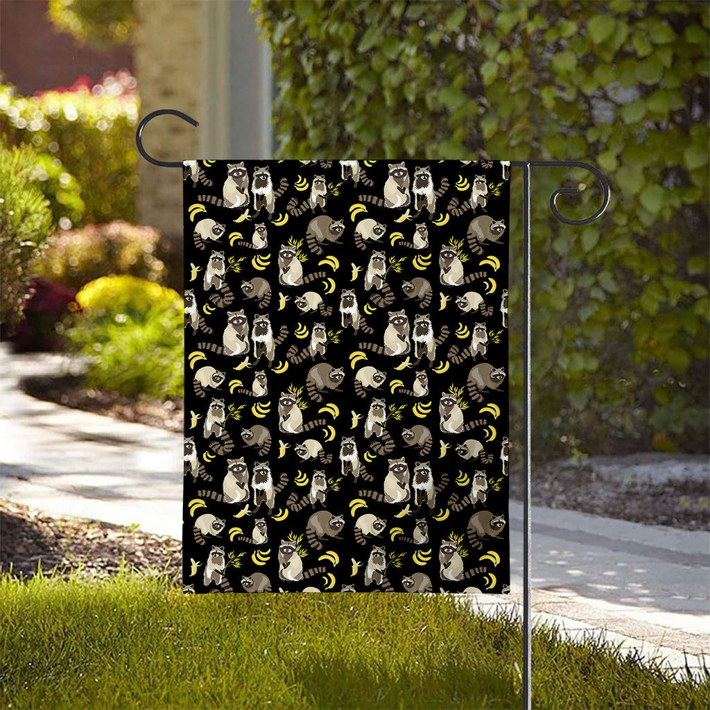 Raccoon And Banana Pattern Print House Flag