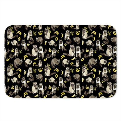 Raccoon And Banana Pattern Print Indoor Door Mat