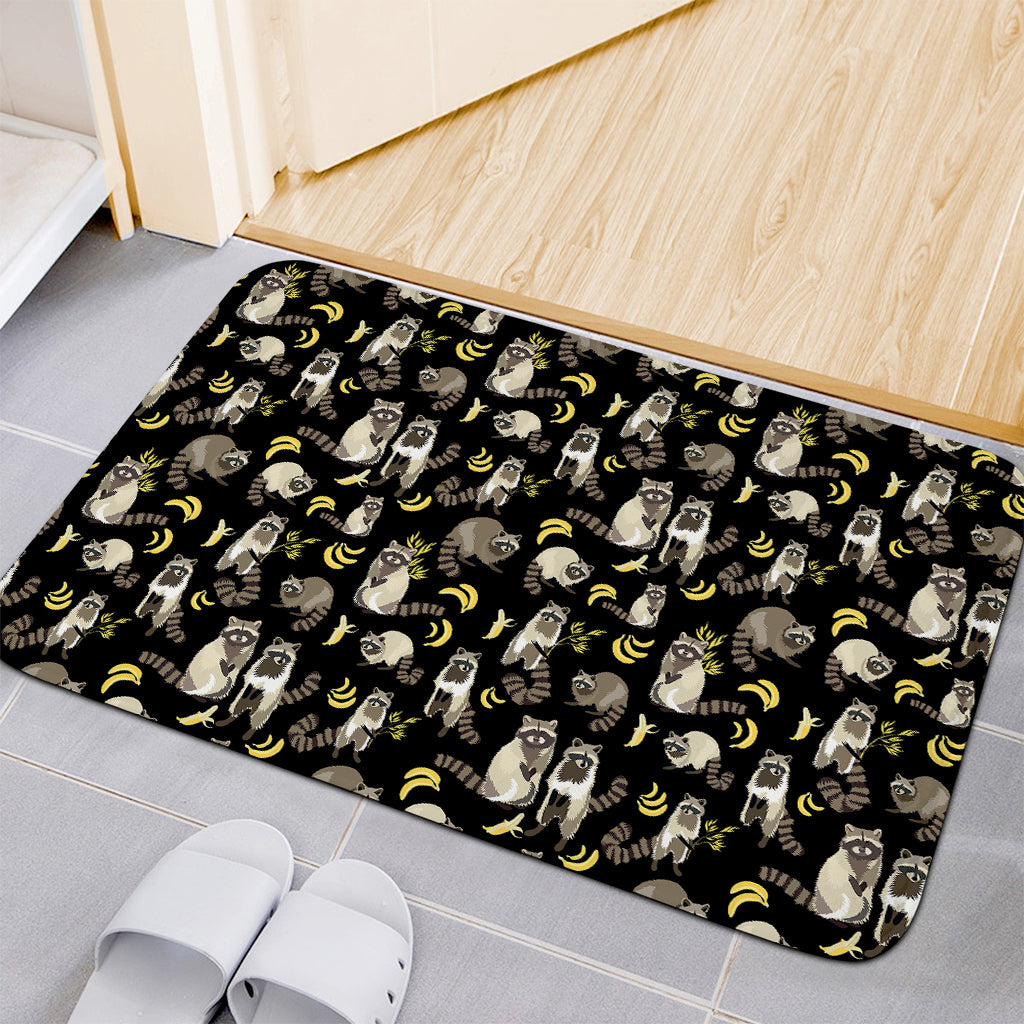 Raccoon And Banana Pattern Print Indoor Door Mat