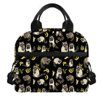 Raccoon And Banana Pattern Print Insulated Lunch Bag
