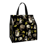 Raccoon And Banana Pattern Print Insulated Lunch Tote