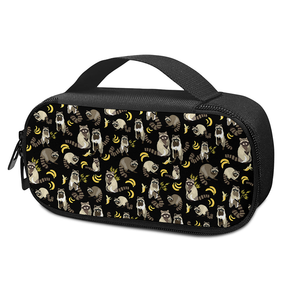 Raccoon And Banana Pattern Print Insulin Cooler Travel Case