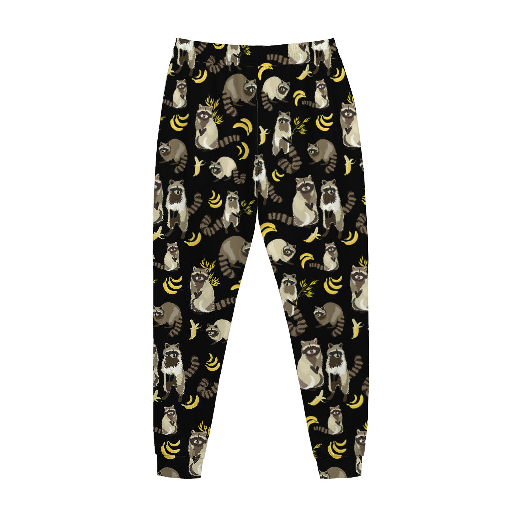 Raccoon And Banana Pattern Print Jogger Pants