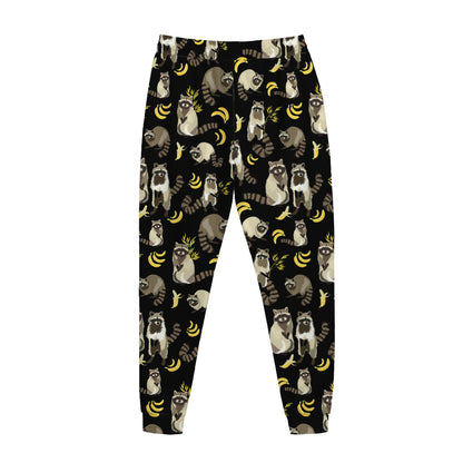 Raccoon And Banana Pattern Print Jogger Pants