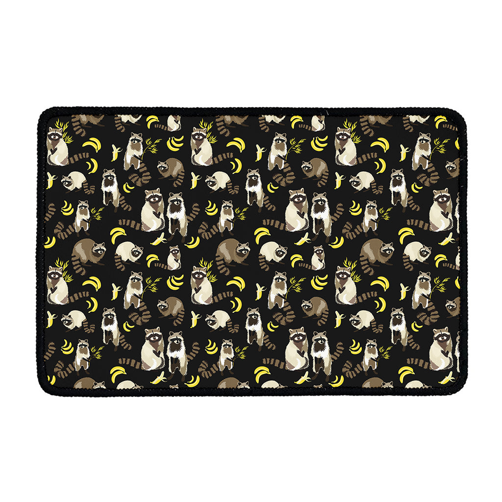 Raccoon And Banana Pattern Print Kitchen Mat