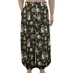 Raccoon And Banana Pattern Print Lantern Pants