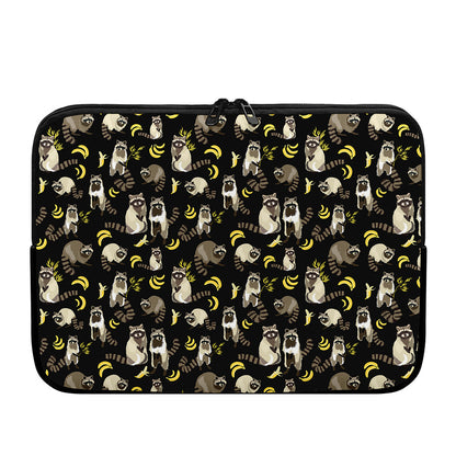 Raccoon And Banana Pattern Print Laptop Sleeve