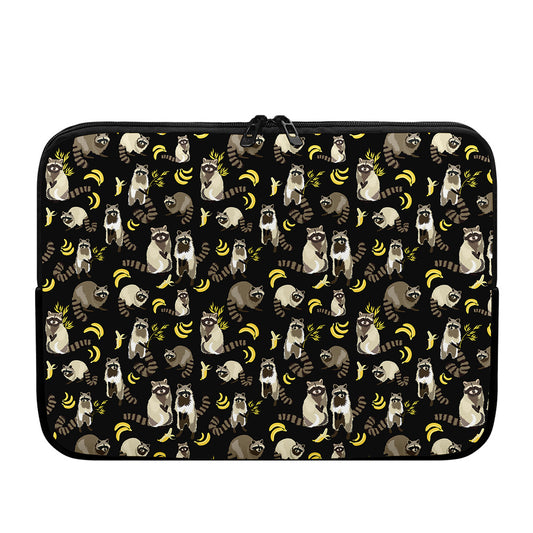 Raccoon And Banana Pattern Print Laptop Sleeve