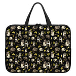 Raccoon And Banana Pattern Print Laptop Sleeve With Handle