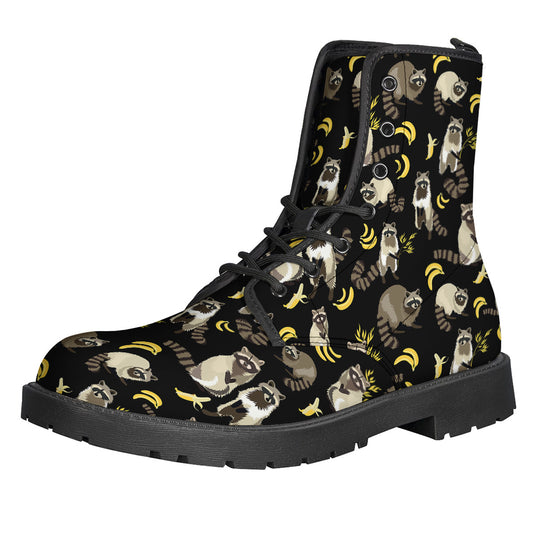 Raccoon And Banana Pattern Print Backpack