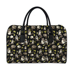 Raccoon And Banana Pattern Print Leather Duffle Bag