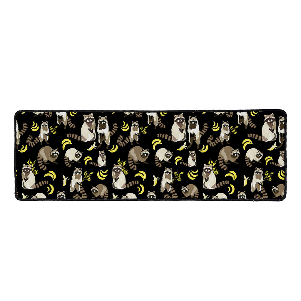 Raccoon And Banana Pattern Print Long Kitchen Mat