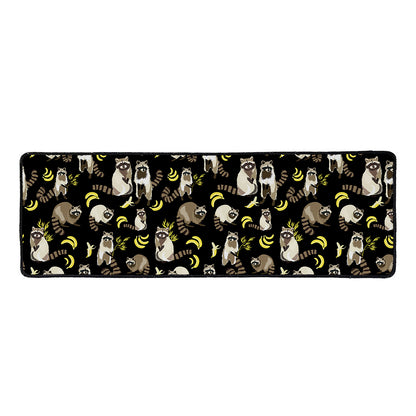 Raccoon And Banana Pattern Print Long Kitchen Mat