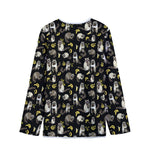 Raccoon And Banana Pattern Print Long Sleeve Short Coat