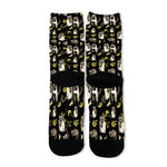 Raccoon And Banana Pattern Print Long Socks