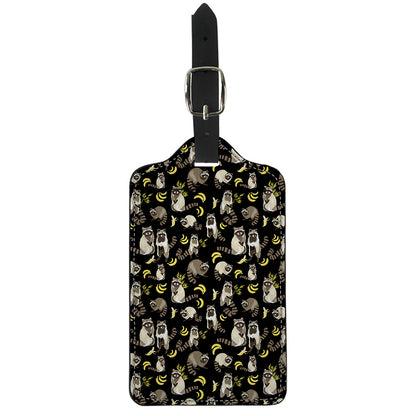 Raccoon And Banana Pattern Print Luggage Tag