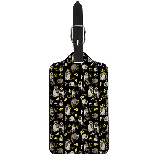 Raccoon And Banana Pattern Print Luggage Tag